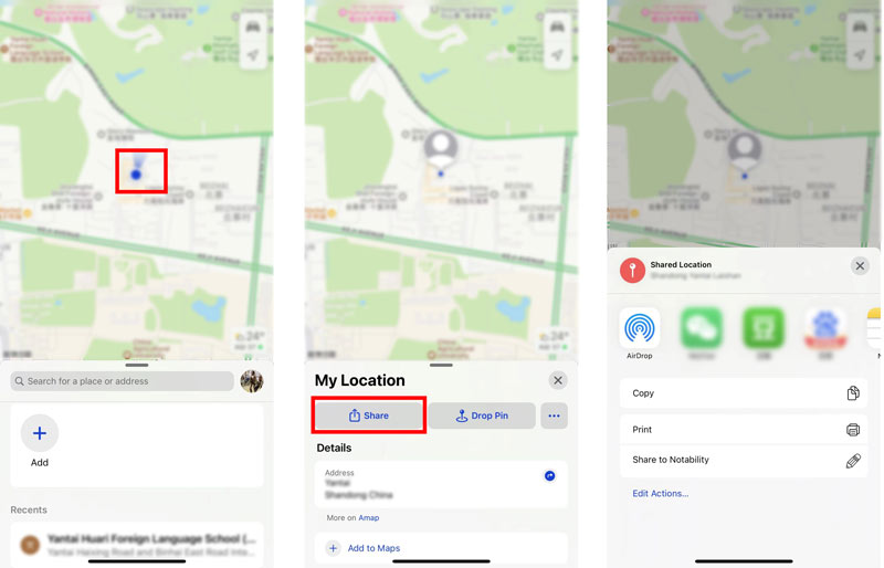 Enviar localização no iPhone usando o aplicativo Maps