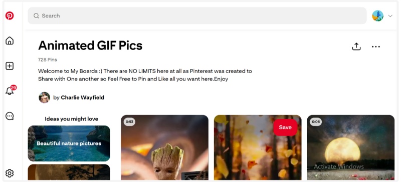 GIF animado do Pinterest