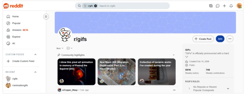 GIF animado do Reddit
