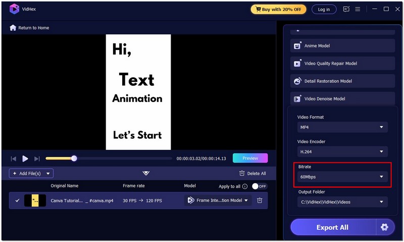 Selecione a taxa de quadros