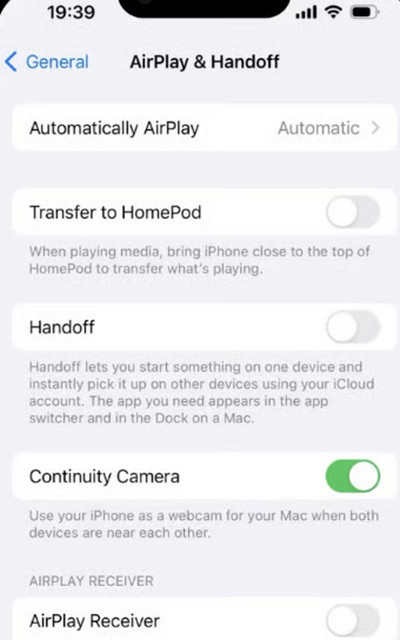 Desativar transferência