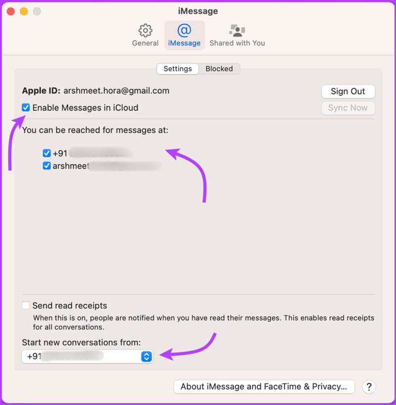 Sincronizar mensagens do iPhone para Mac Habilitar iCloud