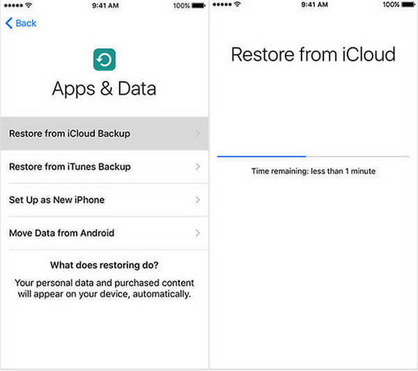 Escolha Restaurar do Backup do iCloud