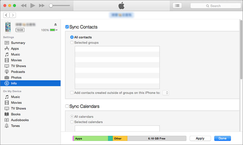 Sincronizar contatos do iPhone com o iTunes