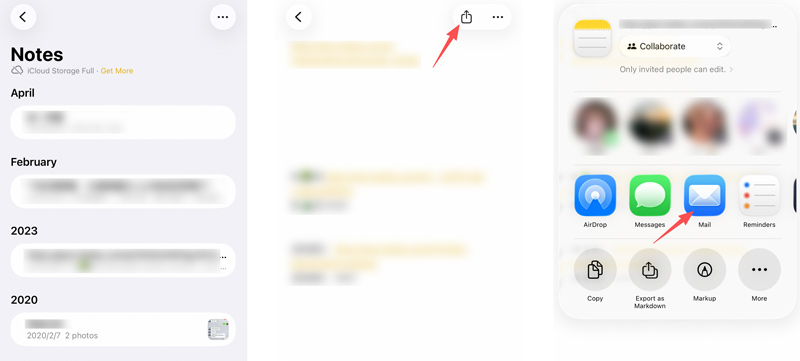 Compartilhar notas do iPhone por e-mail
