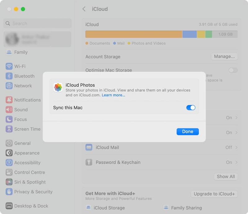 Ativar o iCloud Fotos no Mac