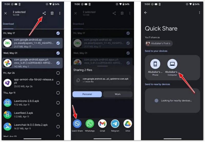 Transfira imagens entre dispositivos Android usando o Compartilhamento Rápido.