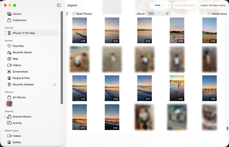 Importe vídeos do iPhone para o Mac através do aplicativo Fotos.