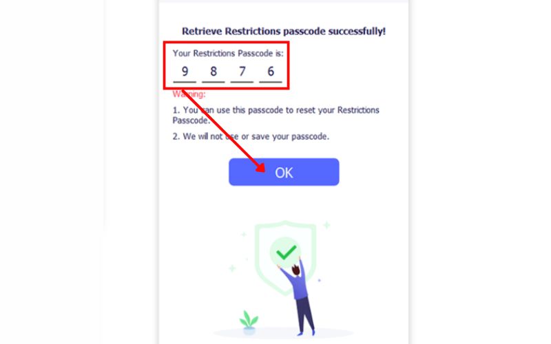 Digite a senha de restrição