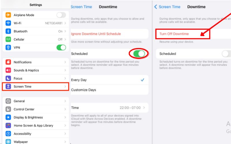 Desativar o tempo de inatividade do iPhone