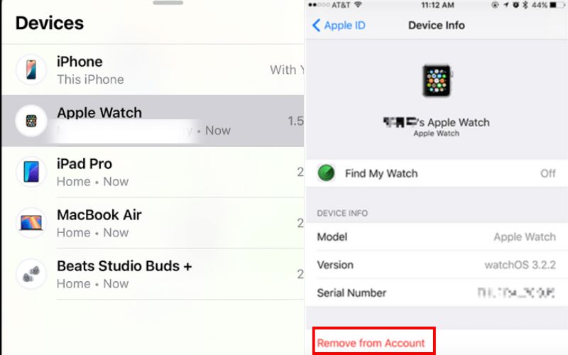 Remover o Apple Watch Find My