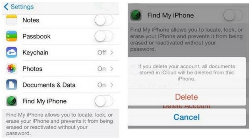 Excluir conta do iCloud