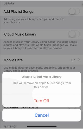 Desativar a biblioteca de músicas do iCloud