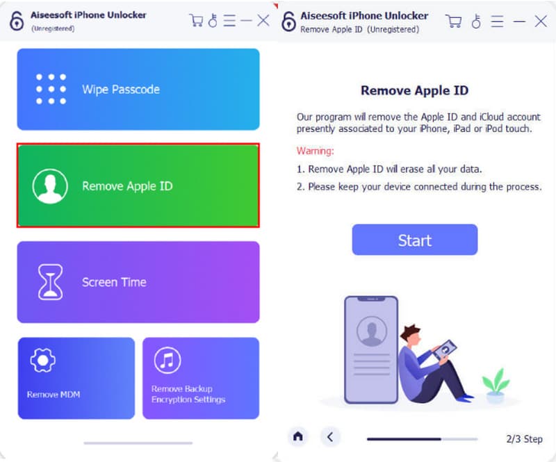 Desbloqueador de telefone Aiseesoft Remover ID Apple