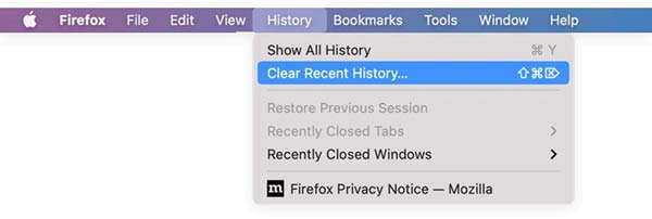 Limpar histórico do Firefox no Mac
