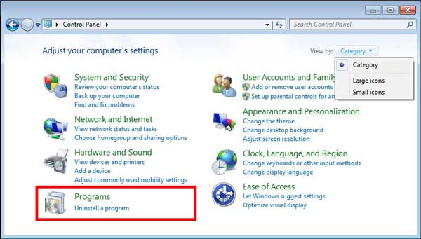 Abra o Painel de Controle do Windows 7