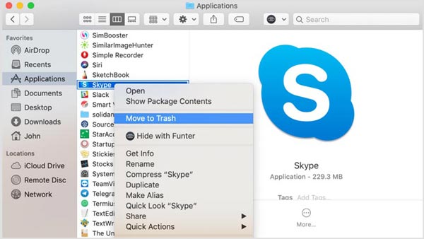 Desinstale o Skype for Business no Mac