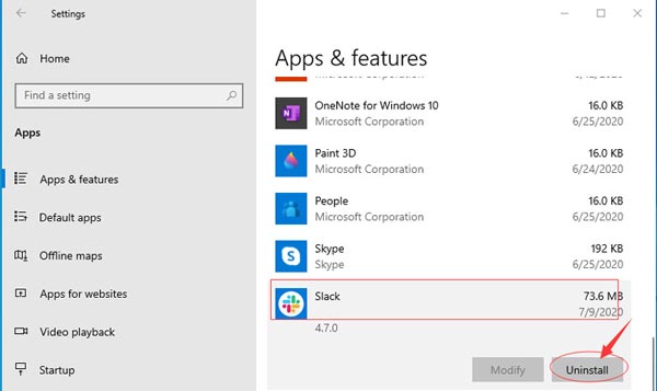 Desinstale o Slack Windows 10