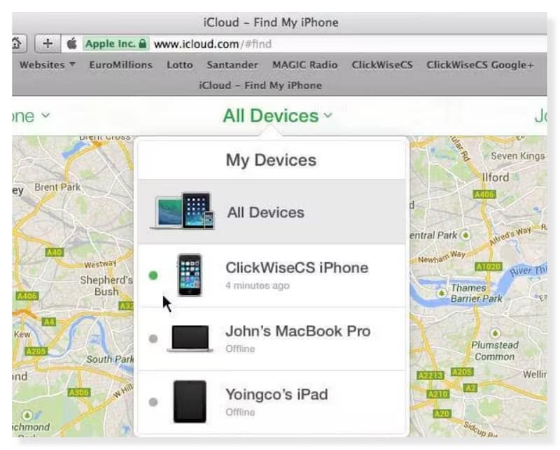 iCloud todos os dispositivos apagam iPhone