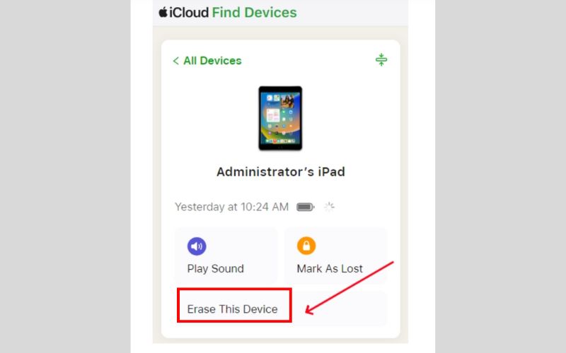 Clique em Apagar este dispositivo