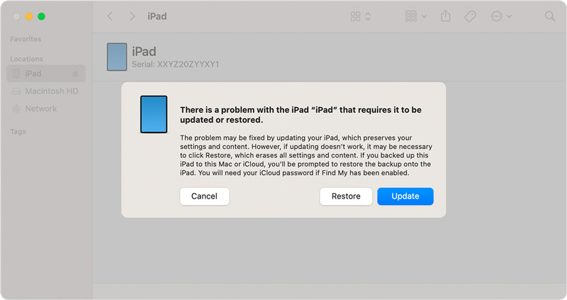 Desbloquear a restauração do localizador do modo DFU do iPad
