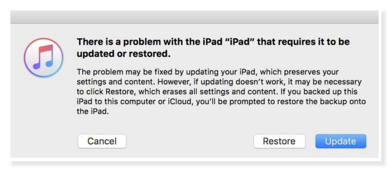 iTunes desbloquear modo de recuperação do iPad