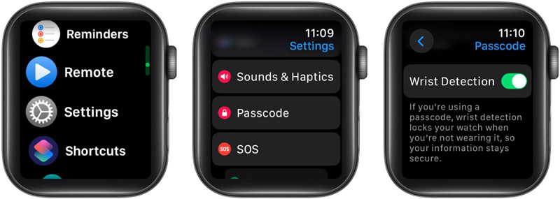 Ativar a detecção de pulso no Apple Watch