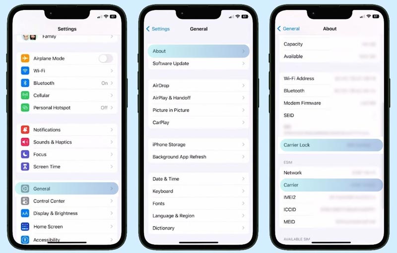 Verifique o bloqueio da operadora SIM no iPhone