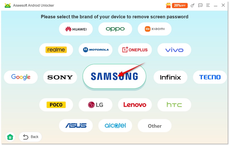Escolha o modelo da Samsung