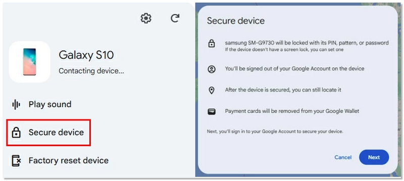 Clique em Dispositivo Seguro