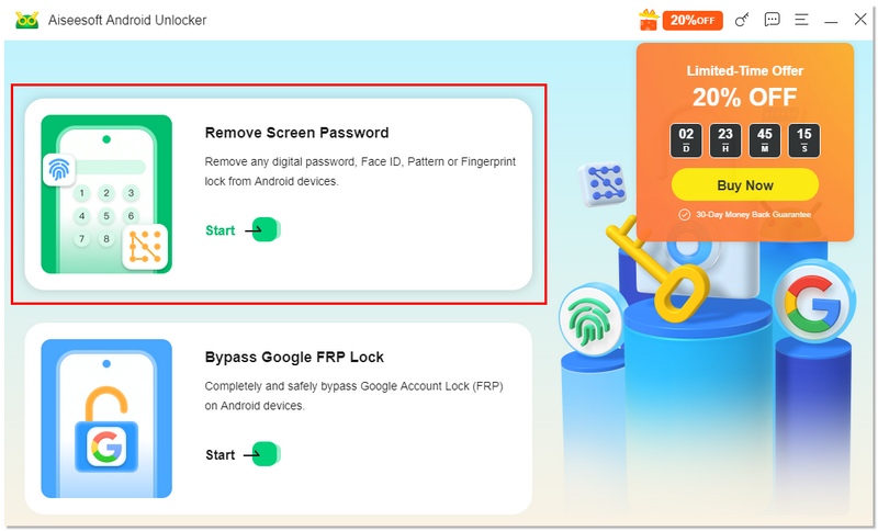 Selecione Remover Passe de Tela