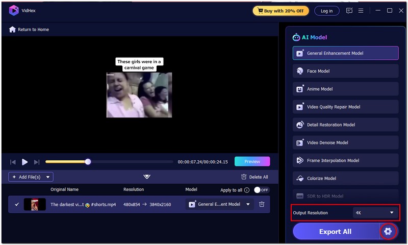 Alterar resolução e formato