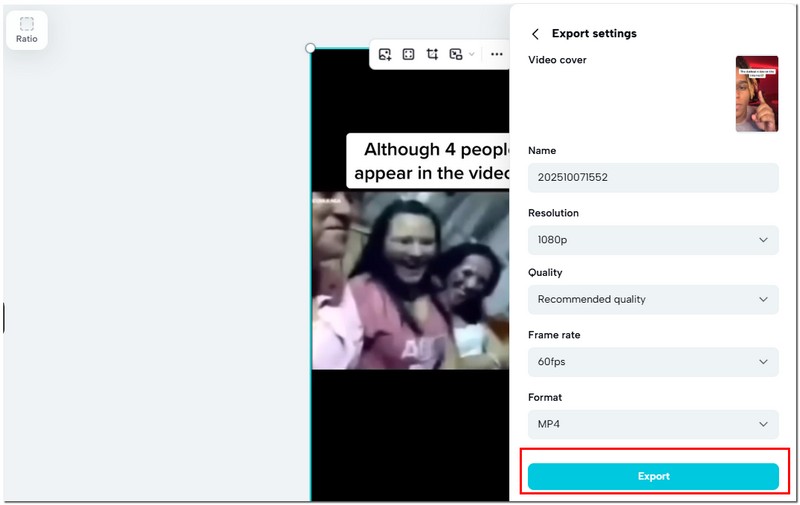 Clique no botão Exportar