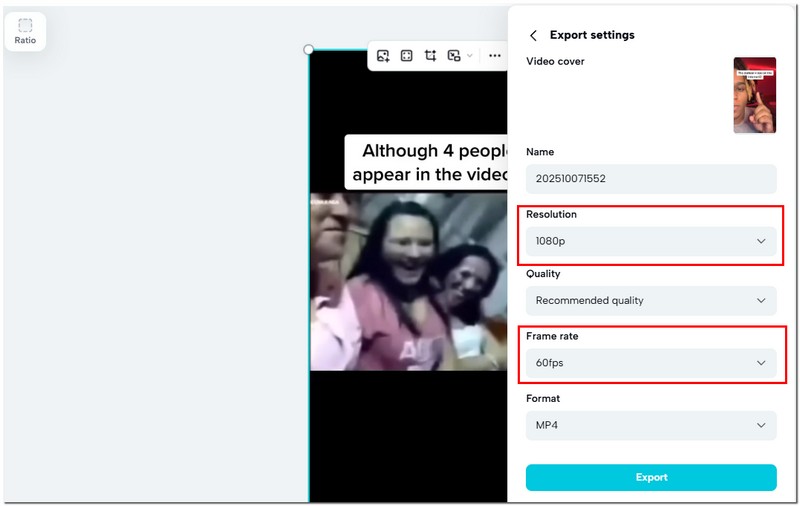 Selecione a resolução e a taxa de bits.