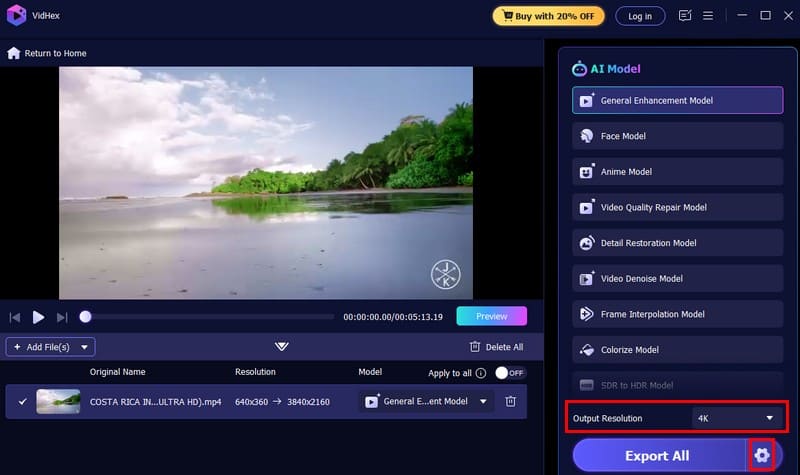 Alterar resolução e formato
