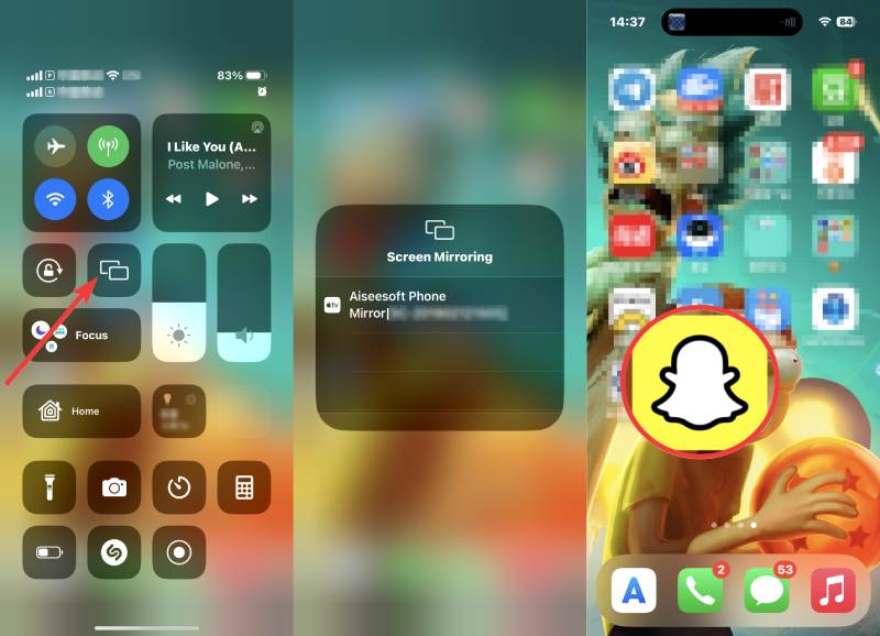 Transmitir a tela do iPhone para a área de trabalho do Snapchat