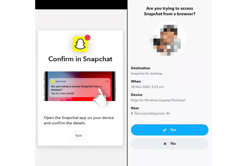 Confirme o login com o Snapchat