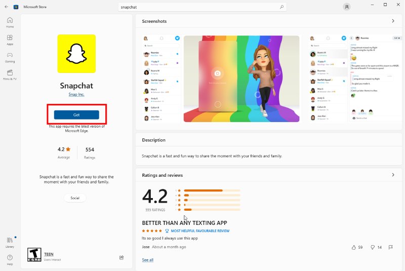 Obtenha o aplicativo Snapchat na área de trabalho na Microsoft
