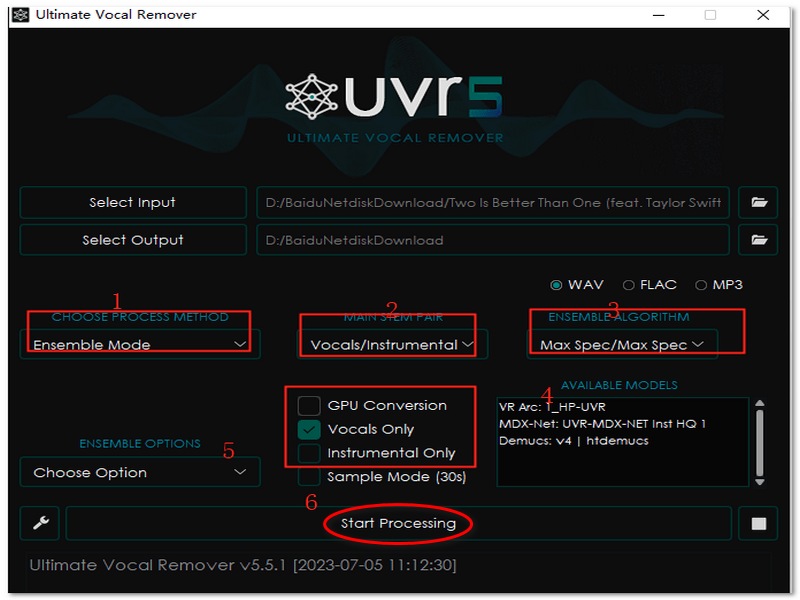 Escolha as vozes principais (Stem Vocals).