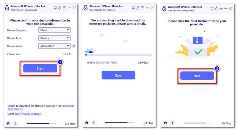 Desbloqueador do iPhone, comece a limpar a senha