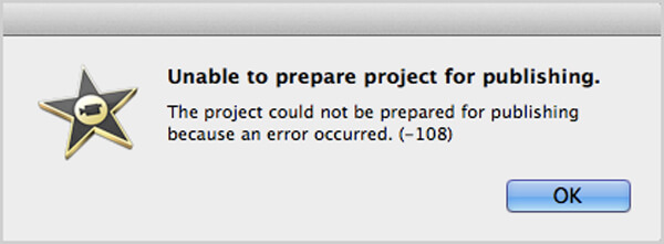 Erro 108 do iMovie
