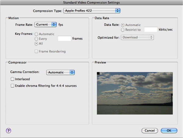 Configurações do iMovie