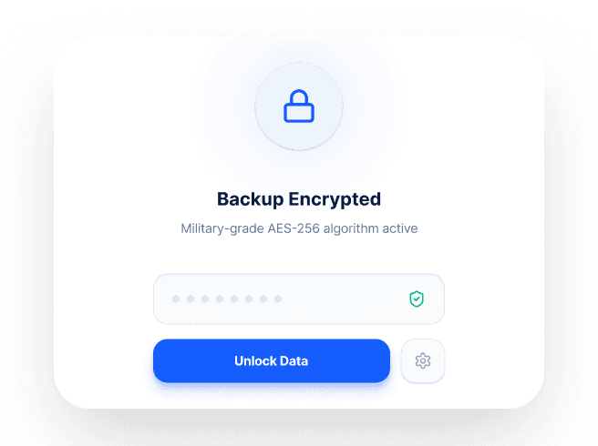 Tela de criptografia de backup