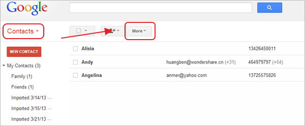 Verificar os contatos do Gmail