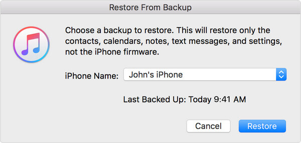Restaurar o iPhone do iTunes Backup