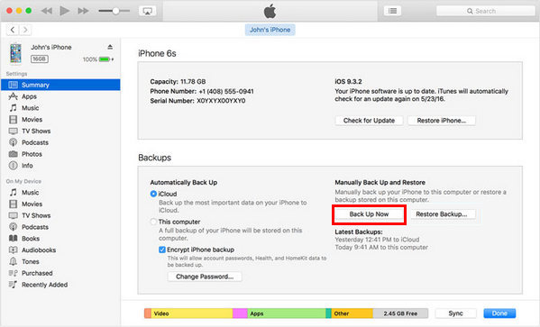 Faça backup do iPhone para o PC usando o iTunes