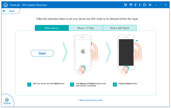 Inicie a recuperação do sistema ios