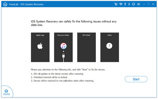 IOS System Recovery Main Interface