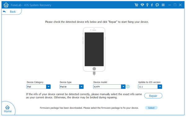 Reparar o iPhone para redefinir