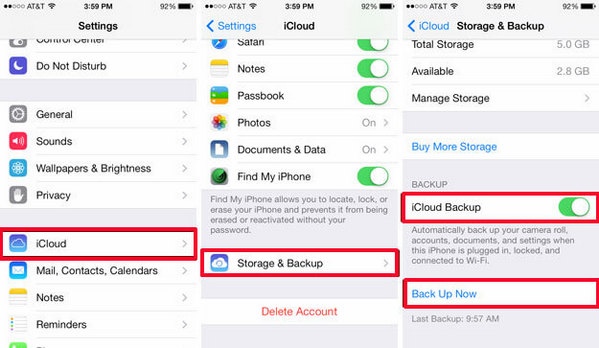 Backup de contatos no iCloud